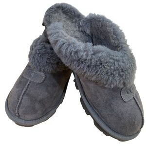 UGG Gray Shearling Lined Suede Slipper Clogs